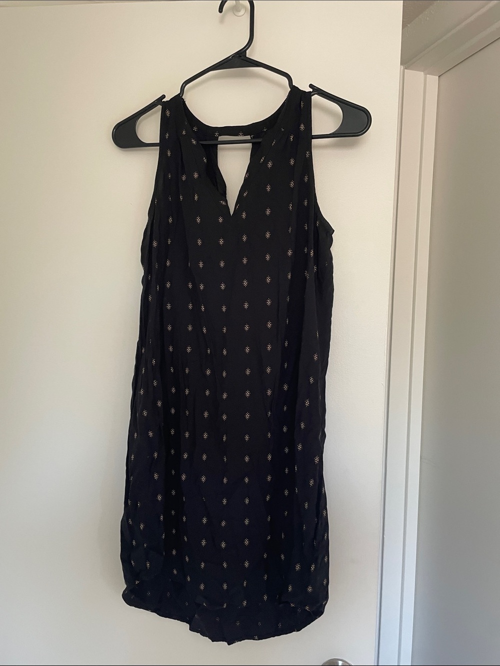 Old Navy Black Sleeveless Mini Dress with Gold Dot Print